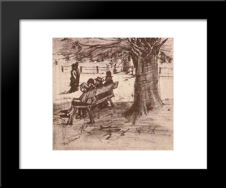 Bench With Four Persons 20x24 Black Modern Wood Framed Art Print Poster by Van Gogh, Vincent