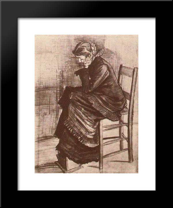 Bent Figure Of A Woman 20x24 Black Modern Wood Framed Art Print Poster by Van Gogh, Vincent