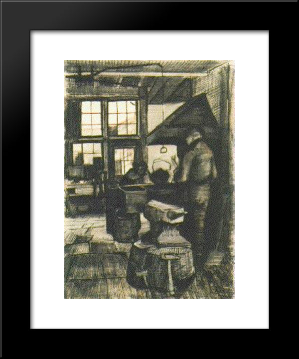 Blacksmith Shop 20x24 Black Modern Wood Framed Art Print Poster by Van Gogh, Vincent