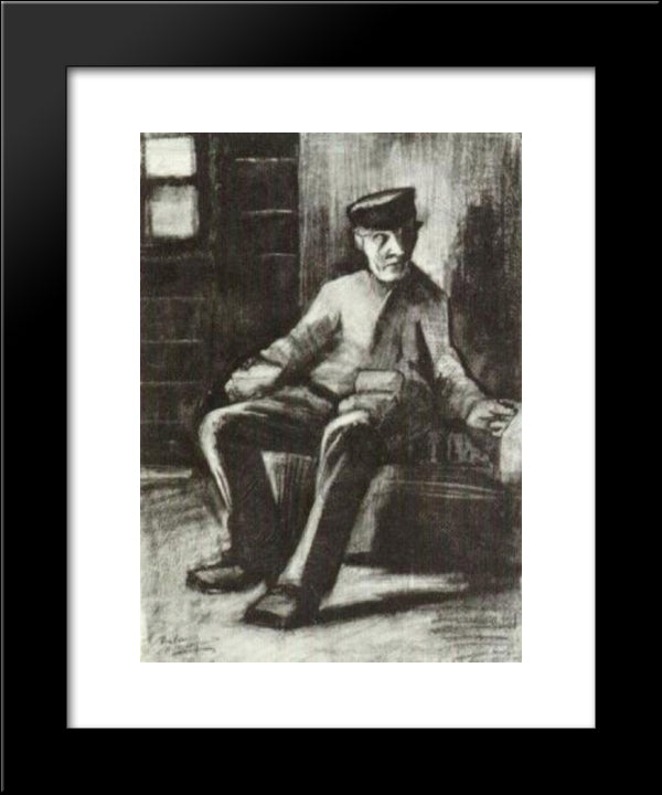 Blind Man Sitting In Interior 20x24 Black Modern Wood Framed Art Print Poster by Van Gogh, Vincent