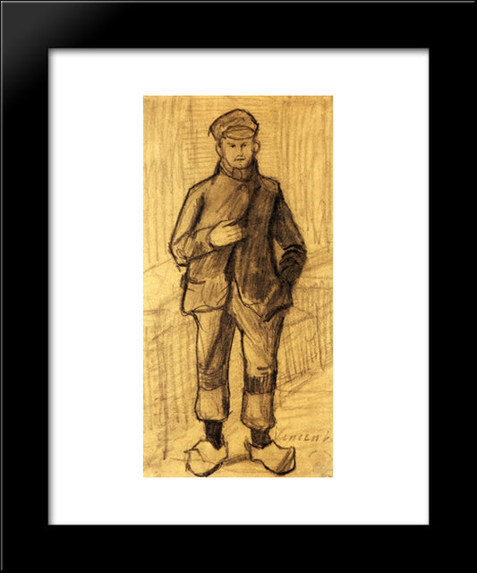 Boy With Cap And Clogs 20x24 Black Modern Wood Framed Art Print Poster by Van Gogh, Vincent