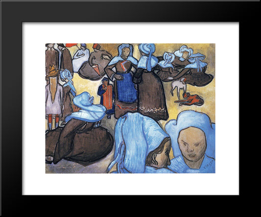 Breton Women 20x24 Black Modern Wood Framed Art Print Poster by Van Gogh, Vincent