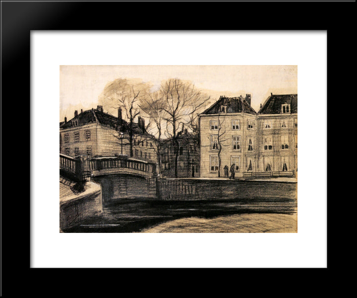 Bridge And Houses On The Corner Of Herengracht-Prinsessegracht 20x24 Black Modern Wood Framed Art Print Poster by Van Gogh, Vincent