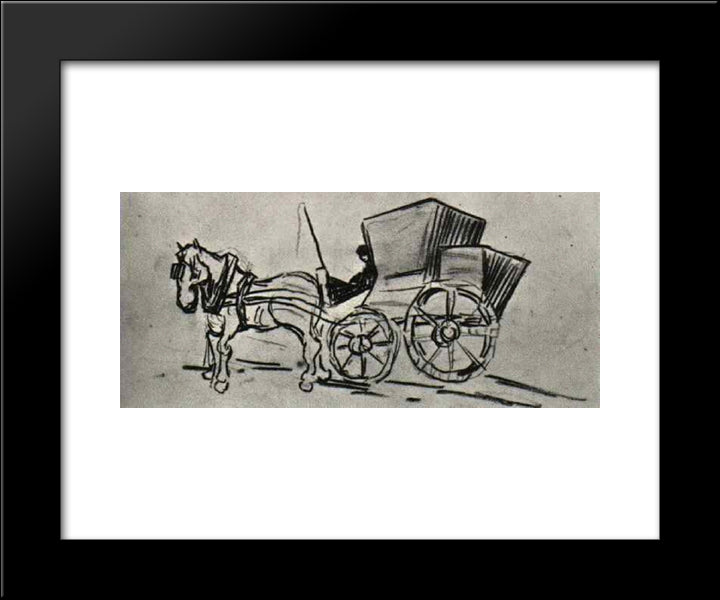 Carriage Drawn By A Horse 20x24 Black Modern Wood Framed Art Print Poster by Van Gogh, Vincent