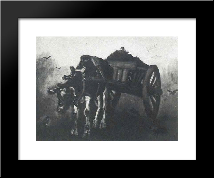 Cart With Black Ox 20x24 Black Modern Wood Framed Art Print Poster by Van Gogh, Vincent