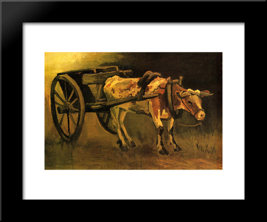 Cart With Red And White Ox 20x24 Black Modern Wood Framed Art Print Poster by Van Gogh, Vincent