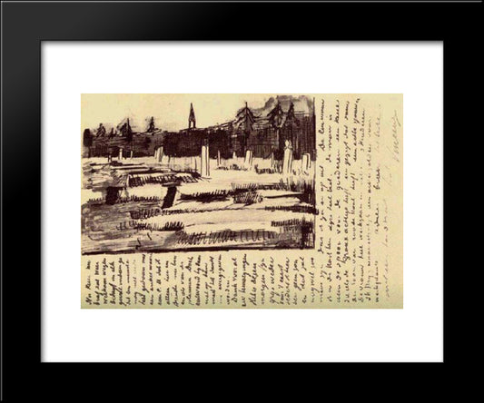 Cemetery 20x24 Black Modern Wood Framed Art Print Poster by Van Gogh, Vincent