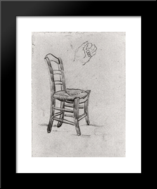 Chair And Sketch Of A Hand 20x24 Black Modern Wood Framed Art Print Poster by Van Gogh, Vincent