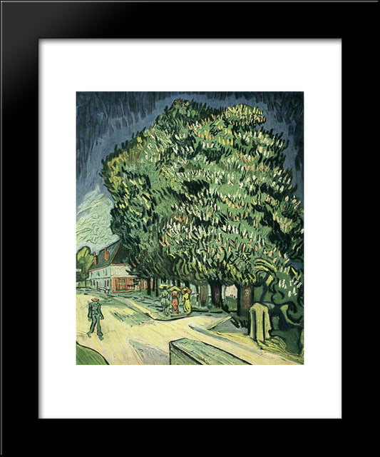 Chestnut Trees In Blossom 20x24 Black Modern Wood Framed Art Print Poster by Van Gogh, Vincent