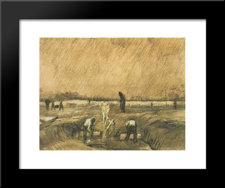 Churchyard In The Rain 20x24 Black Modern Wood Framed Art Print Poster by Van Gogh, Vincent