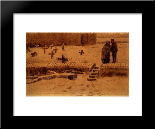 Churchyard In Winter 20x24 Black Modern Wood Framed Art Print Poster by Van Gogh, Vincent