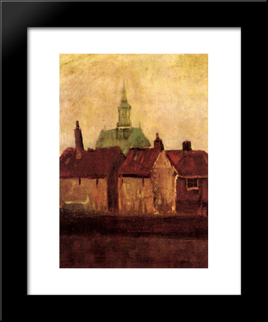 Cluster Of Old Houses With The New Church In The Hague 20x24 Black Modern Wood Framed Art Print Poster by Van Gogh, Vincent