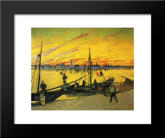 Coal Barges 20x24 Black Modern Wood Framed Art Print Poster by Van Gogh, Vincent