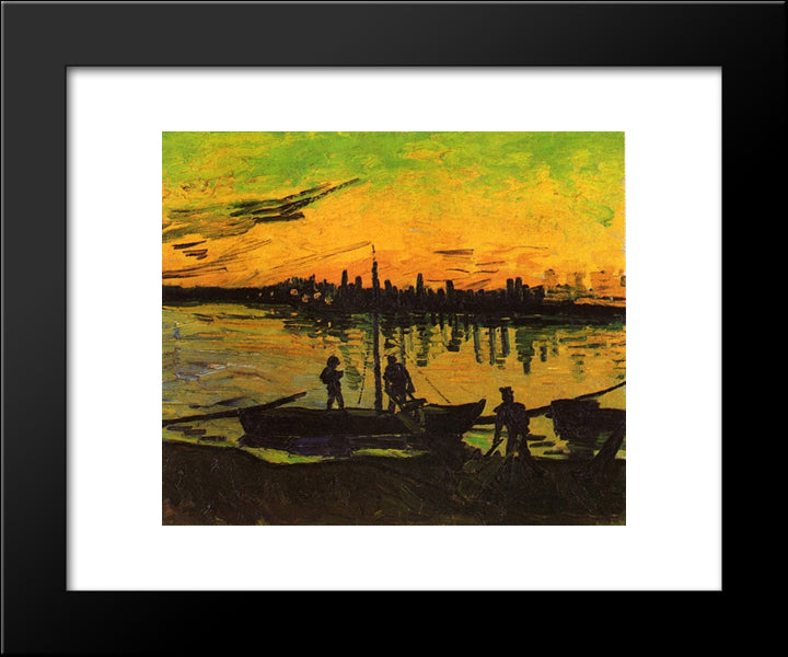 Coal Barges 20x24 Black Modern Wood Framed Art Print Poster by Van Gogh, Vincent