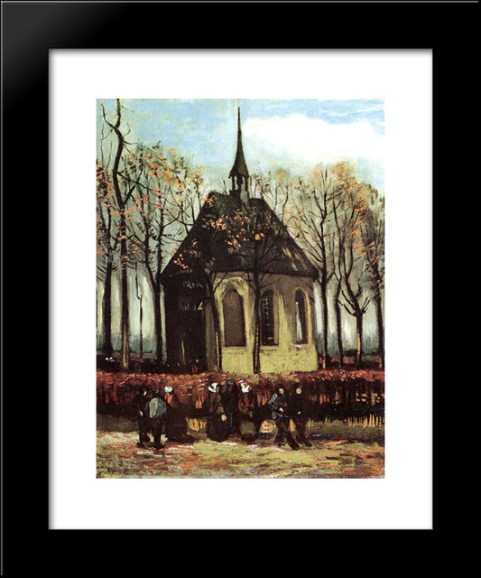 Congregation Leaving The Reformed Church In Nuenen 20x24 Black Modern Wood Framed Art Print Poster by Van Gogh, Vincent