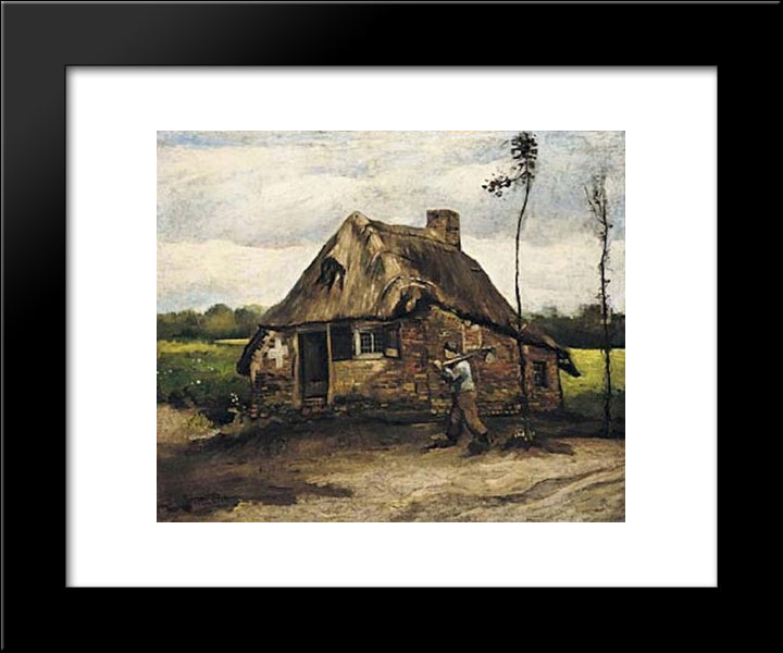 Cottage With Peasant Coming Home 20x24 Black Modern Wood Framed Art Print Poster by Van Gogh, Vincent