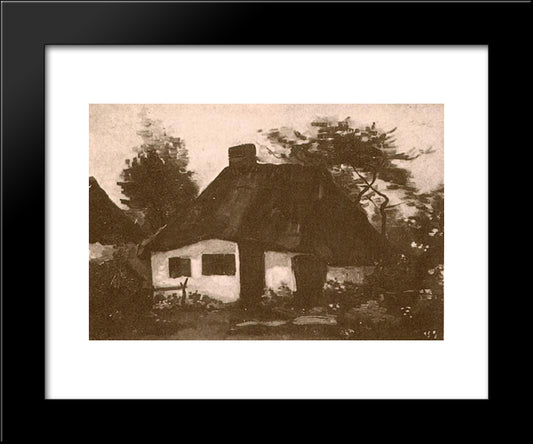 Cottage With Trees 20x24 Black Modern Wood Framed Art Print Poster by Van Gogh, Vincent