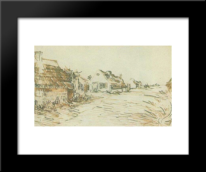 Cottages In Saintes-Maries 20x24 Black Modern Wood Framed Art Print Poster by Van Gogh, Vincent