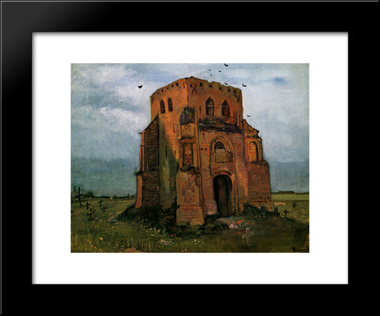 Country Churchyard And Old Church Tower 20x24 Black Modern Wood Framed Art Print Poster by Van Gogh, Vincent