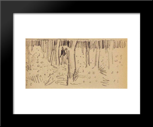 Couple Walking Between Rows Of Trees 20x24 Black Modern Wood Framed Art Print Poster by Van Gogh, Vincent