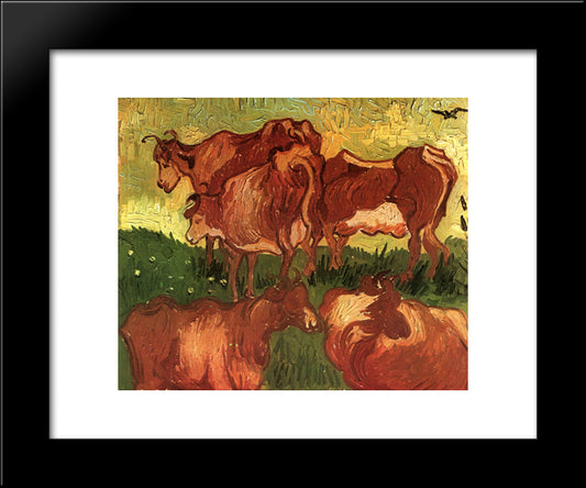 Cows 20x24 Black Modern Wood Framed Art Print Poster by Van Gogh, Vincent