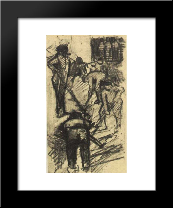 Diggers In Torn-Up Street 20x24 Black Modern Wood Framed Art Print Poster by Van Gogh, Vincent