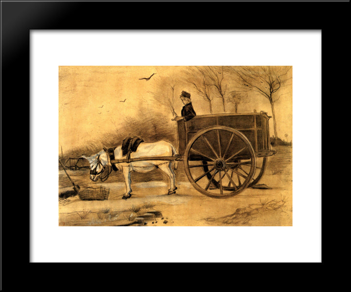 Donkey And Cart 20x24 Black Modern Wood Framed Art Print Poster by Van Gogh, Vincent