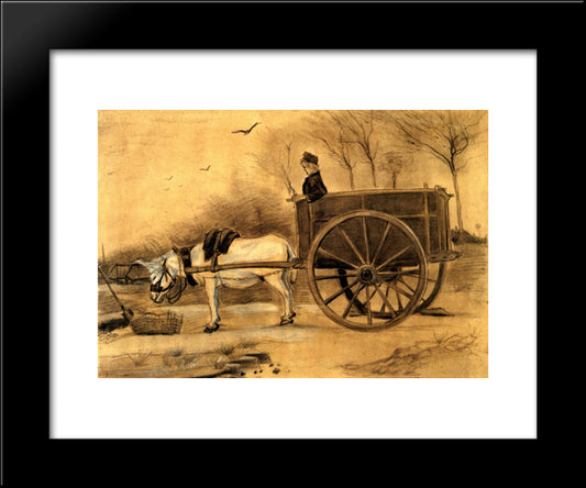 Donkey And Cart 20x24 Black Modern Wood Framed Art Print Poster by Van Gogh, Vincent