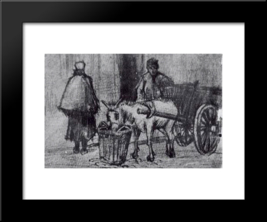 Donkey Cart With Boy And Scheveningen Woman 20x24 Black Modern Wood Framed Art Print Poster by Van Gogh, Vincent