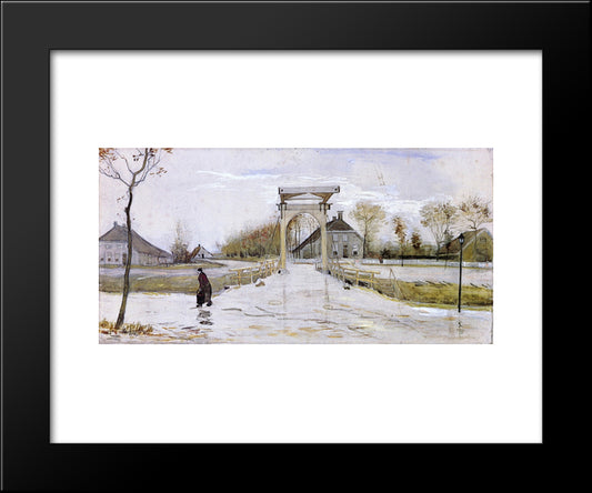 Drawbridge In Nieuw-Amsterdam 20x24 Black Modern Wood Framed Art Print Poster by Van Gogh, Vincent