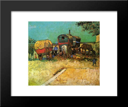 Encampment Of Gypsies With Caravans 20x24 Black Modern Wood Framed Art Print Poster by Van Gogh, Vincent