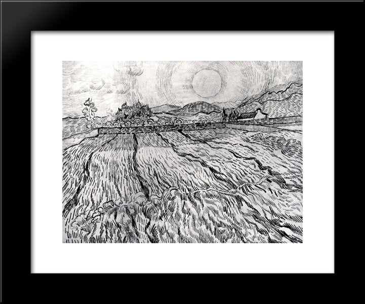 Enclosed Field Behind Saint-Paul Hospital 20x24 Black Modern Wood Framed Art Print Poster by Van Gogh, Vincent