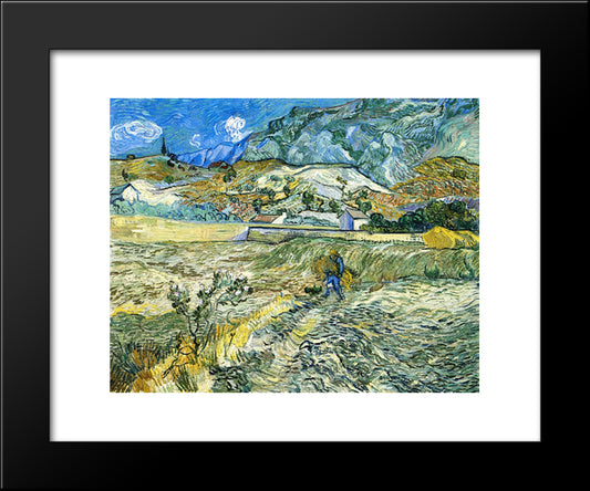 Enclosed Field With Peasant 20x24 Black Modern Wood Framed Art Print Poster by Van Gogh, Vincent