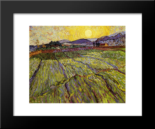 Enclosed Field With Rising Sun 20x24 Black Modern Wood Framed Art Print Poster by Van Gogh, Vincent