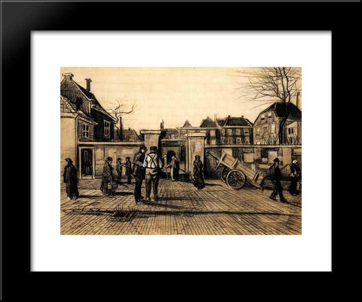 Entrance To The Pawn Bank, The Hague 20x24 Black Modern Wood Framed Art Print Poster by Van Gogh, Vincent