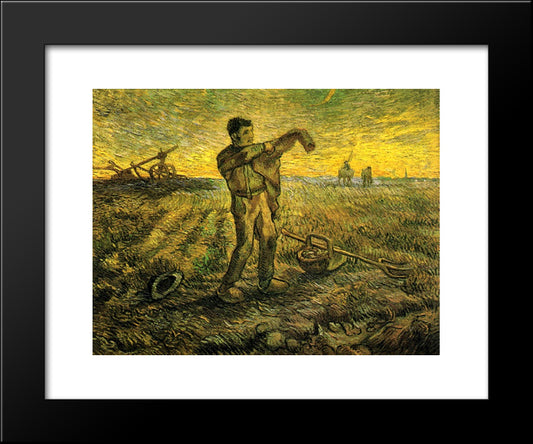 Evening - The End Of The Day (After Millet) 20x24 Black Modern Wood Framed Art Print Poster by Van Gogh, Vincent