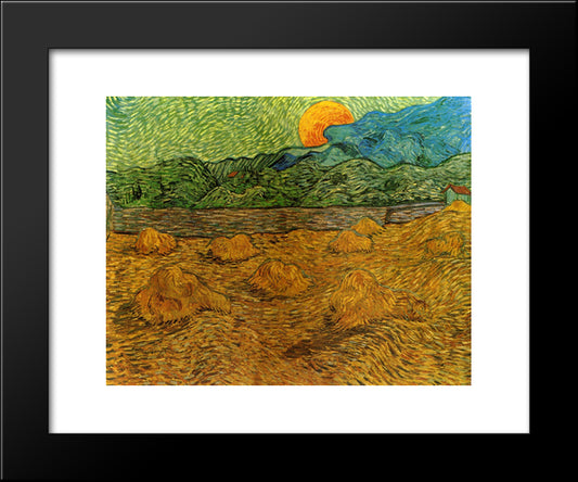 Evening Landscape With Rising Moon 20x24 Black Modern Wood Framed Art Print Poster by Van Gogh, Vincent