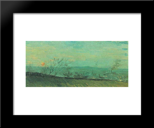 Factories Seen From A Hillside In Moonlight 20x24 Black Modern Wood Framed Art Print Poster by Van Gogh, Vincent