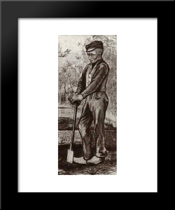 Farmer Leaning On His Spade 20x24 Black Modern Wood Framed Art Print Poster by Van Gogh, Vincent