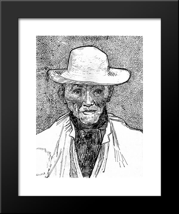 Farmer With Straw Hat 20x24 Black Modern Wood Framed Art Print Poster by Van Gogh, Vincent