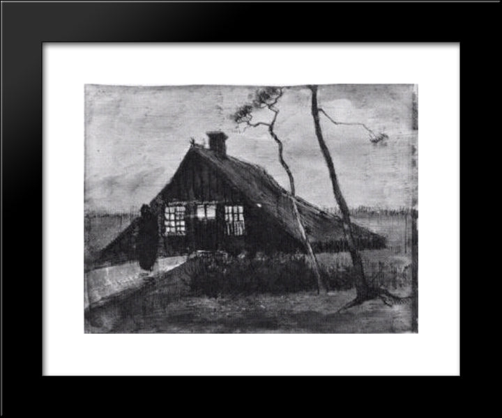 Farmhouse At Night 20x24 Black Modern Wood Framed Art Print Poster by Van Gogh, Vincent