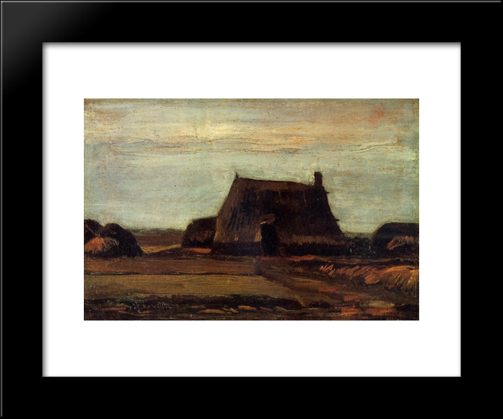 Farmhouse With Peat Stacks 20x24 Black Modern Wood Framed Art Print Poster by Van Gogh, Vincent