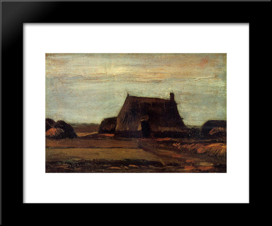 Farmhouse With Peat Stacks 20x24 Black Modern Wood Framed Art Print Poster by Van Gogh, Vincent