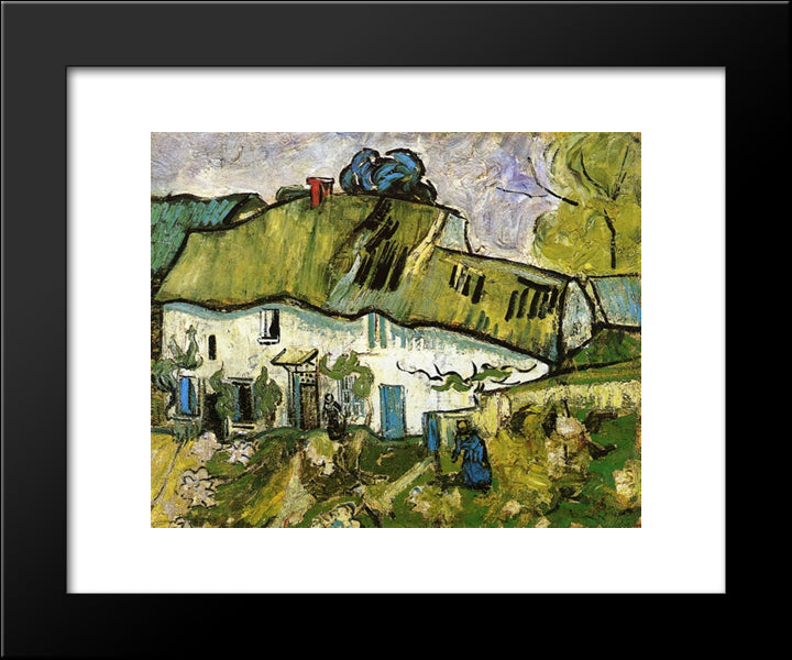 Farmhouse With Two Figures 20x24 Black Modern Wood Framed Art Print Poster by Van Gogh, Vincent