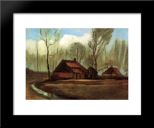 Farmhouses Among Trees 20x24 Black Modern Wood Framed Art Print Poster by Van Gogh, Vincent