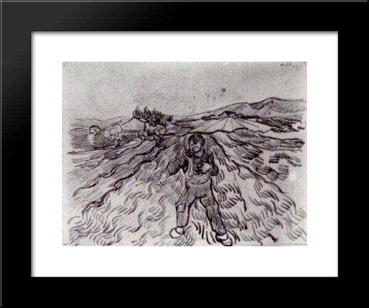 Field With A Sower 20x24 Black Modern Wood Framed Art Print Poster by Van Gogh, Vincent