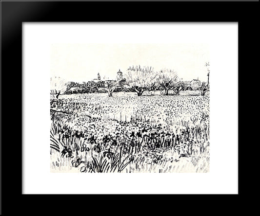 Field With Flowers 20x24 Black Modern Wood Framed Art Print Poster by Van Gogh, Vincent