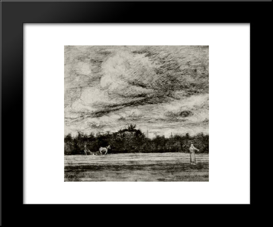 Field With Thunderstorm 20x24 Black Modern Wood Framed Art Print Poster by Van Gogh, Vincent