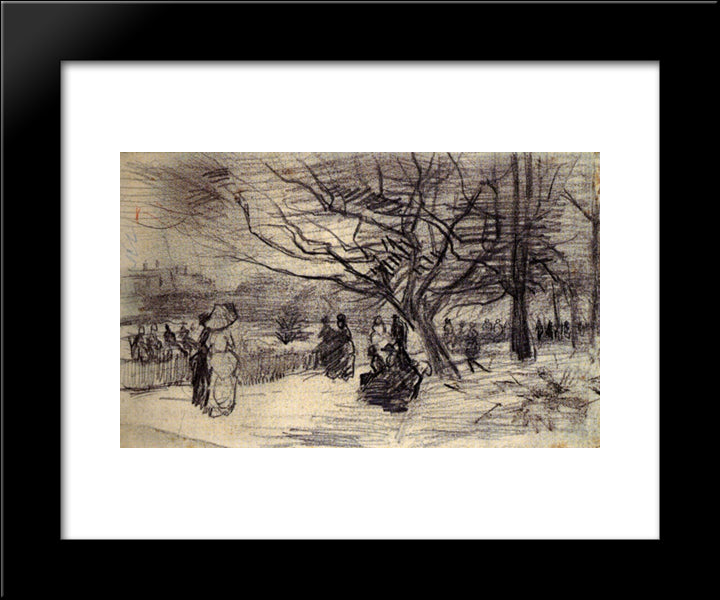 Figures In A Park 20x24 Black Modern Wood Framed Art Print Poster by Van Gogh, Vincent