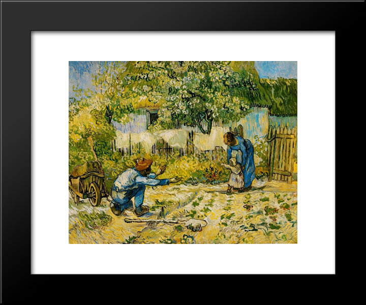 First Steps (After Millet) 20x24 Black Modern Wood Framed Art Print Poster by Van Gogh, Vincent